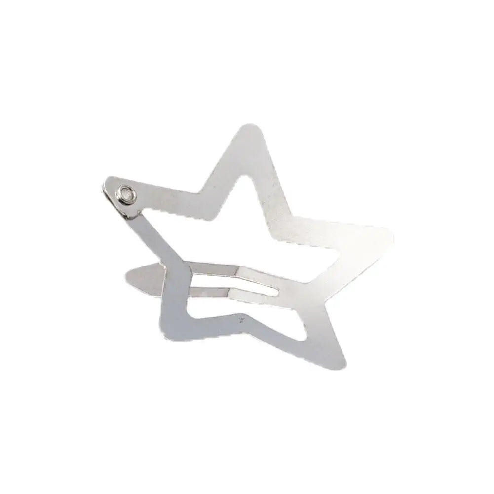 1 Pair Silver Star Snap Hair Clips