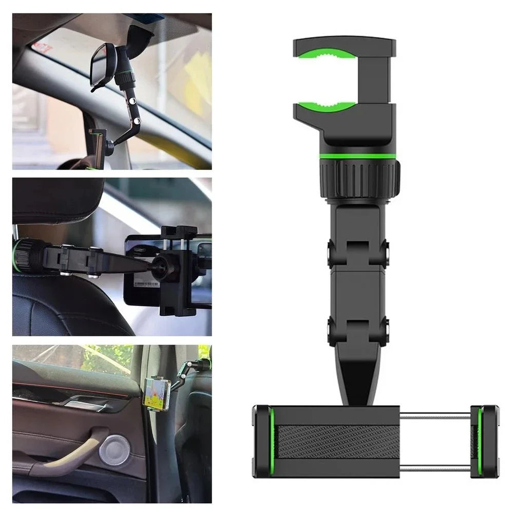 Rearview Mirror Phone Holder for Car - 360° Rotating Phone Mount