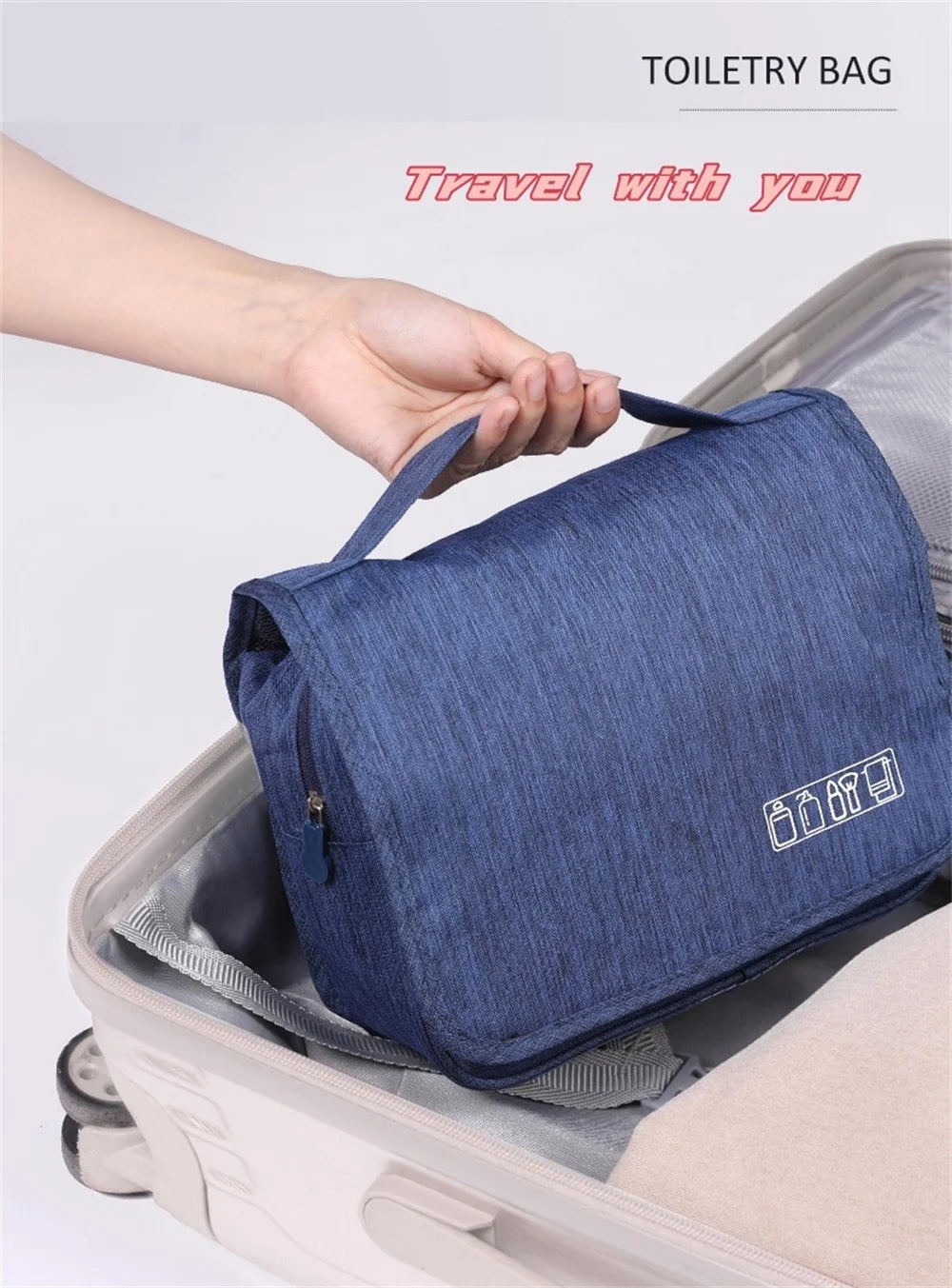 Portable Toiletry Washbag with Hanging Hook for Cosmetic Storage