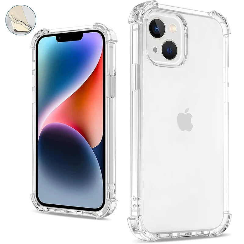 Clear Iphone Case for Phone 16 15 14 13 12 11 Pro Max Silicone Transparent Soft Cover For iPhone 14 15 16 Plus