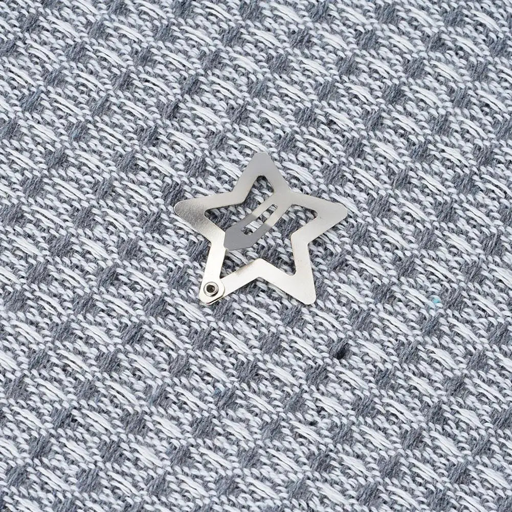 1 Pair Silver Star Snap Hair Clips