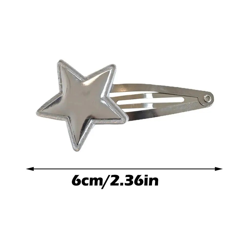 1 Pair Silver Star Snap Hair Clips