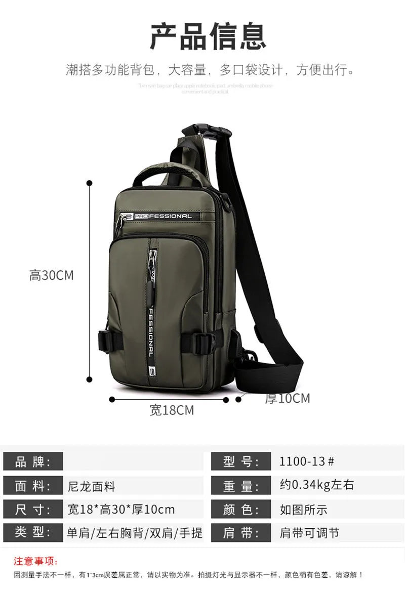 Waterproof Casual Chest Bag Men Multifunction Anti-theft